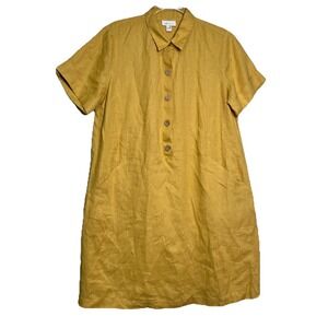 chinese dress ladies J.Jill Pure Jill Blue White 100% Linen Sleeveless Wrap Shift Tunic Dre   Brie